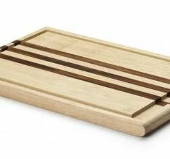 Continenta Tranchierbrett Aus Gummibaumholz Mit Streifen Aus Akazienholz 37 X 25 X 2 Cm