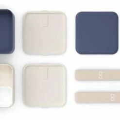 Monbento MB Square Bento-Box In Blue Natural -Mepal Shop square natural blue exploded 1